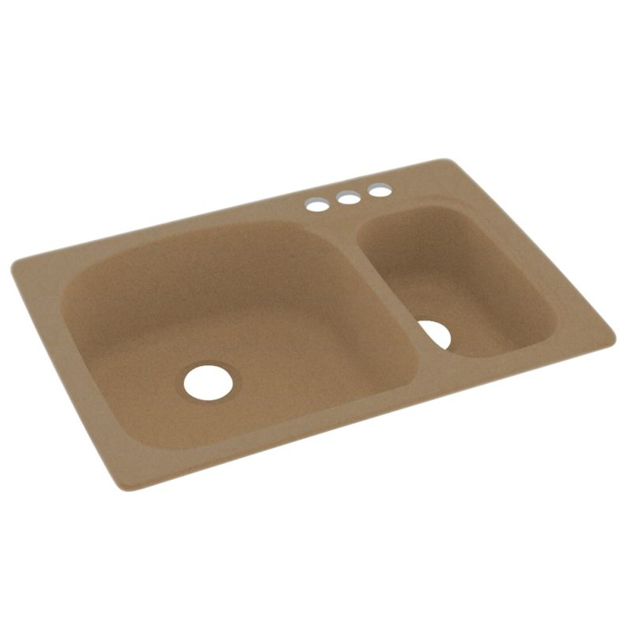 33-in D x 22-in W x 9.75-in H Solid Surface Dual Mount Double Bowl Kitchen Sink with 3-Hole in Barley