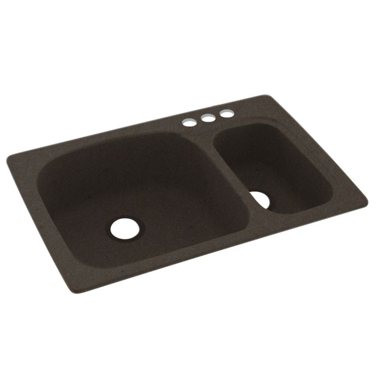33-in D x 22-in W x 9.75-in H Solid Surface Dual Mount Double Bowl Kitchen Sink with 3-Hole in Canyon
