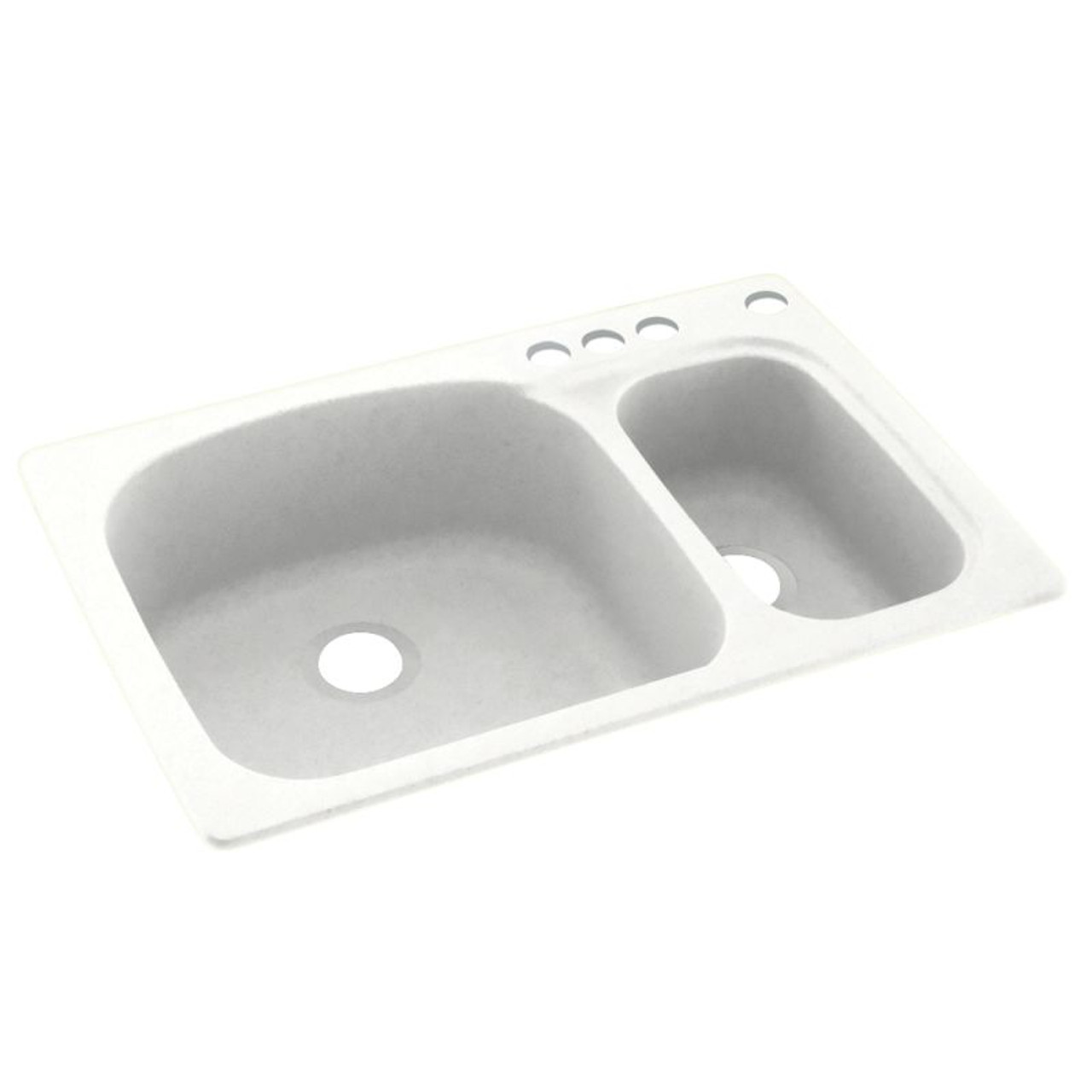 33-in D x 22-in W x 9.75-in H Solid Surface Dual Mount Double Bowl Kitchen Sink with 4-Hole in Tahiti White