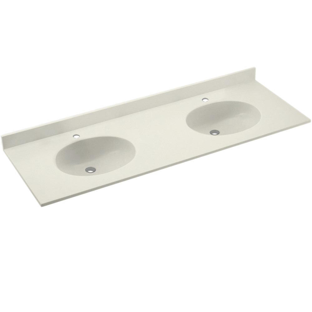 Solid Surface 73-in x 22-in Integral Double Sink Bathroom Vanity Top in Bisque