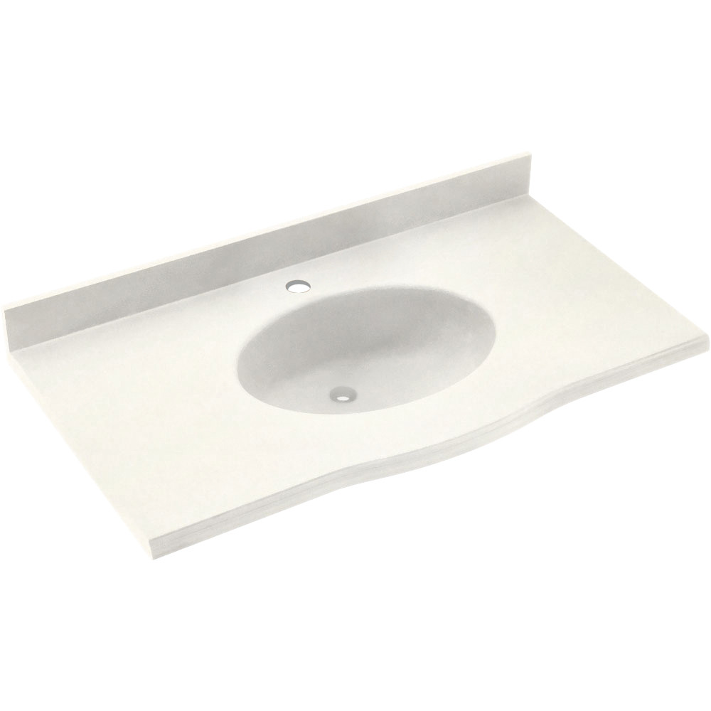 Swan EV1B2237-059 Solid Surface 37-in x 22-in Integral Single Sink Bathroom Vanity Top in Tahiti Ivory