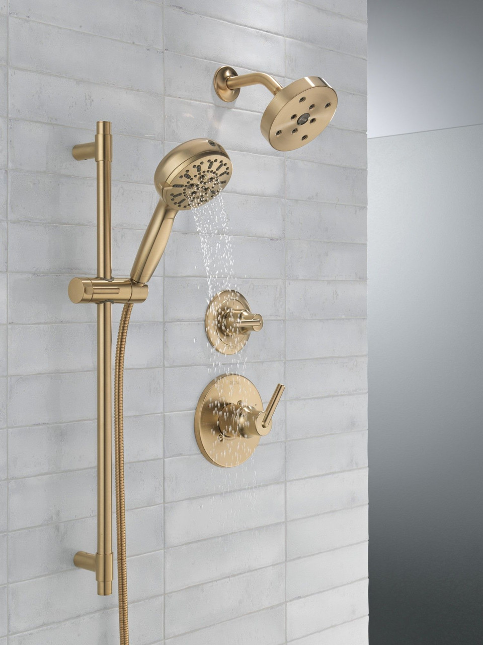 Delta 51584-CZ-PR Universal Showering Components 7-Setting Slide Bar Hand Shower with Cleaning Spray, Lumicoat Champagne Bronze