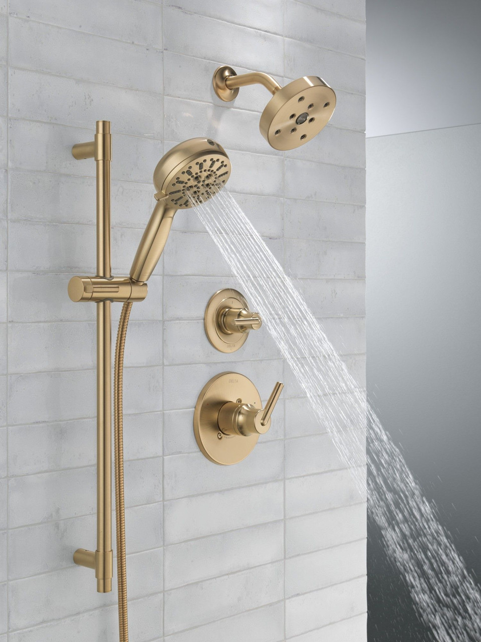 Delta 51584-CZ-PR Universal Showering Components 7-Setting Slide Bar Hand Shower with Cleaning Spray, Lumicoat Champagne Bronze