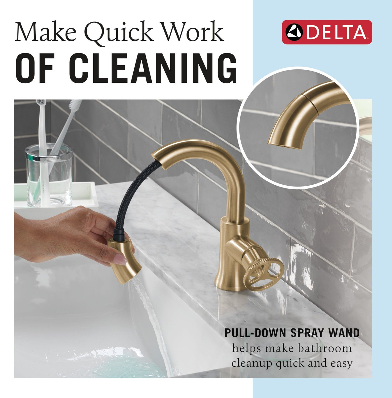Delta 558HAR-CZPD-DST Trinsic Single Handle Pull Down Bathroom Faucet, Champagne Bronze