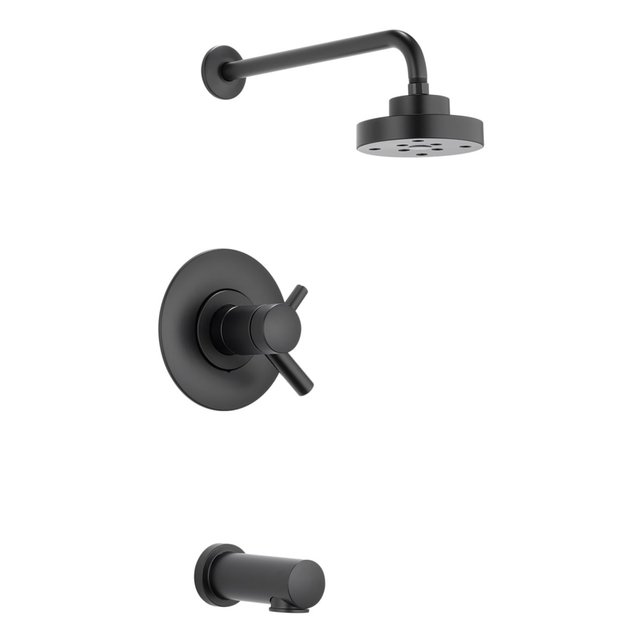 Thermostatic Tub and Shower Trim in Matte Black Finish
