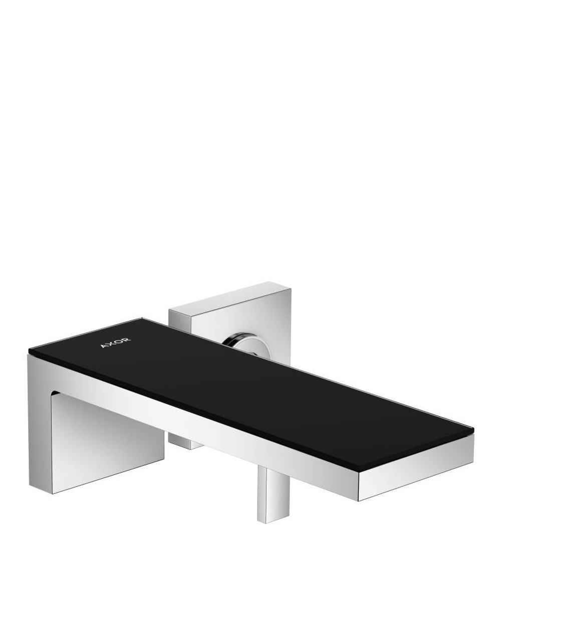 Wall-Mounted Single-Handle Faucet Trim in Chrome/Black Glass