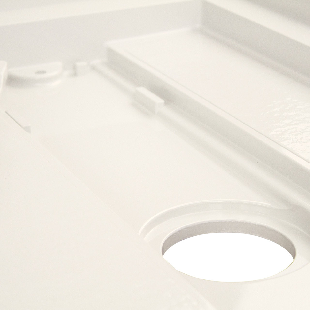 Transolid FLU6032R-32 Linear 60-in W x 32-in L Rectangular Alcove Concealed End Drain Shower Base with Right Hand Drain in Cameo