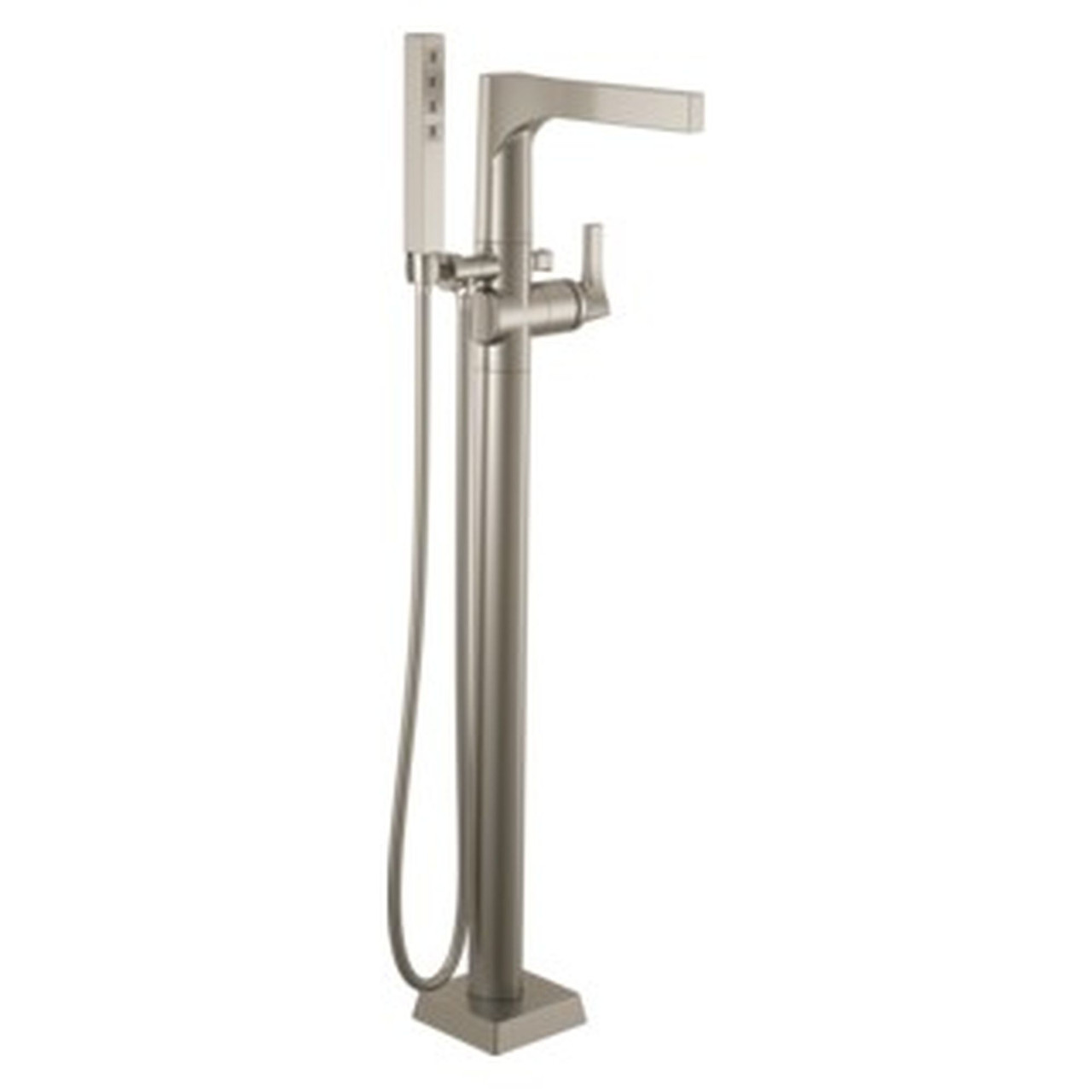 Delta T4774-SSFL Zura Delta Zura Single Handle Floor Mount Tub Filler Trim with Hand Shower, Stainless