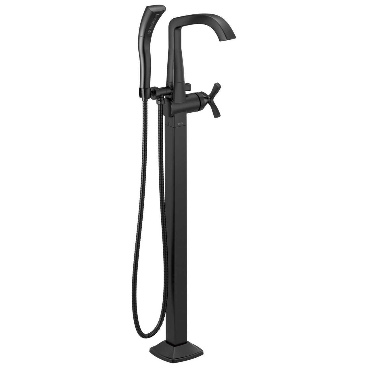 Delta T47766-BLFL Stryke Delta Stryke Single Handle Floor Mount Tub Filler Trim, Matte Black
