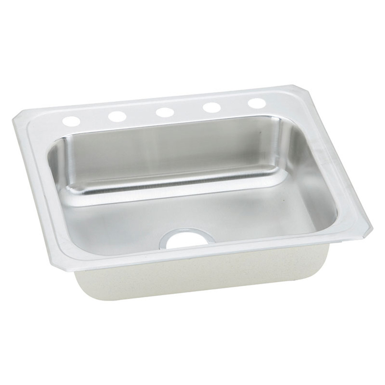 Elkay CR25225 Stainless Steel Single Bowl Top Mount Sink with 5 Faucet Holes in Brushed Satin