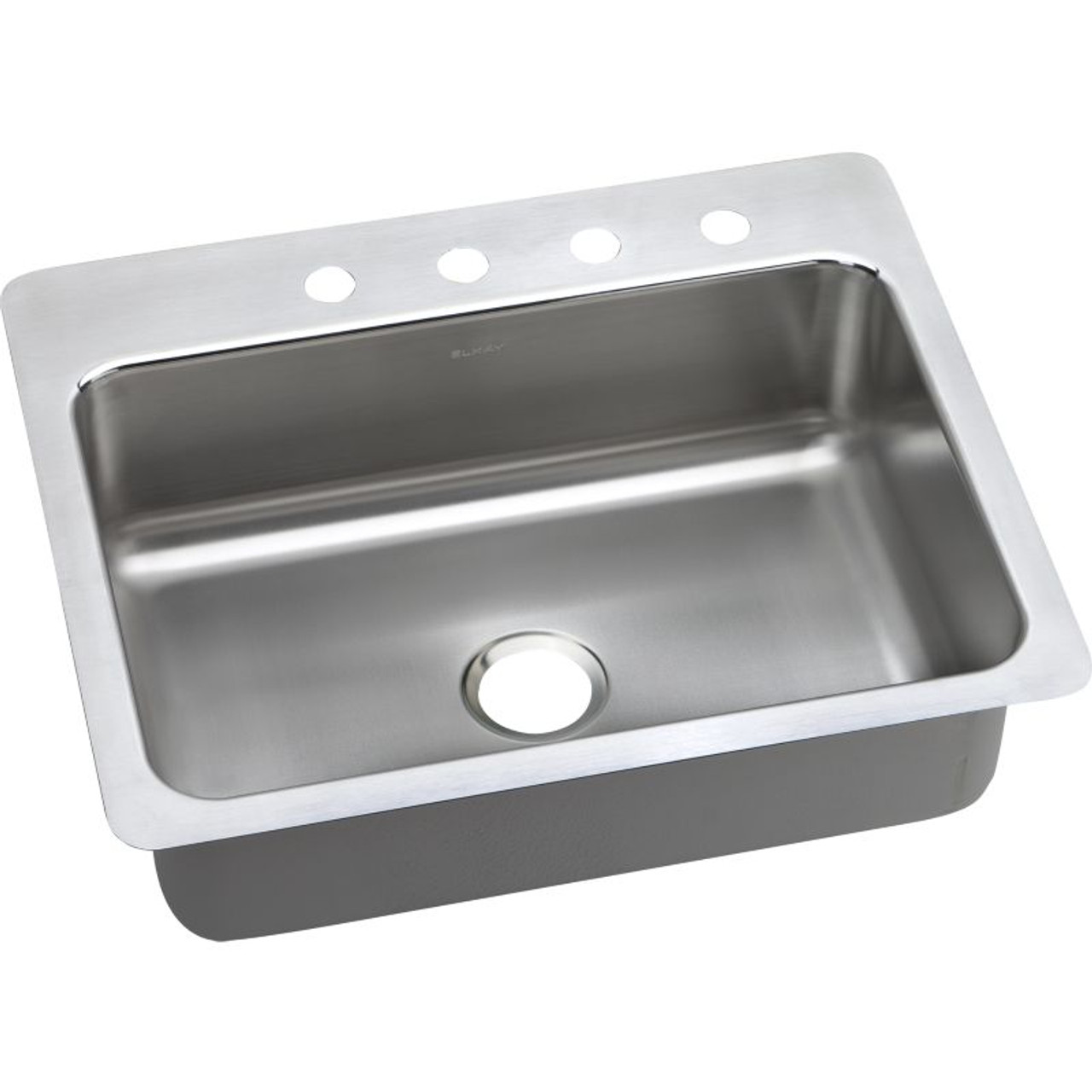 27" x 22" x 8" 18 Gauge Stainless Steel Single Bowl Dual Mount Kitchen Sink with 4 Faucet Holes in Lustrous Satin