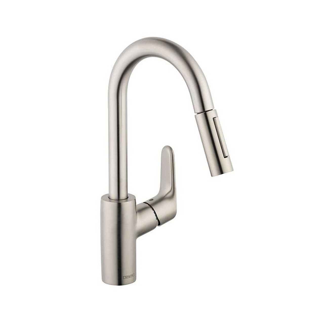 Hansgrohe 04506801 Focus Pull-Down Kitchen Faucet with High-Arc Spout, Magnetic Docking and Toggle Spray Diverter in Steel Optic