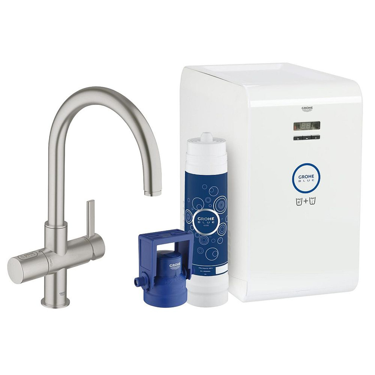 Grohe 31251DC2 Blue Chilled and Sparkling Starter Kit in SuperSteel Infinity