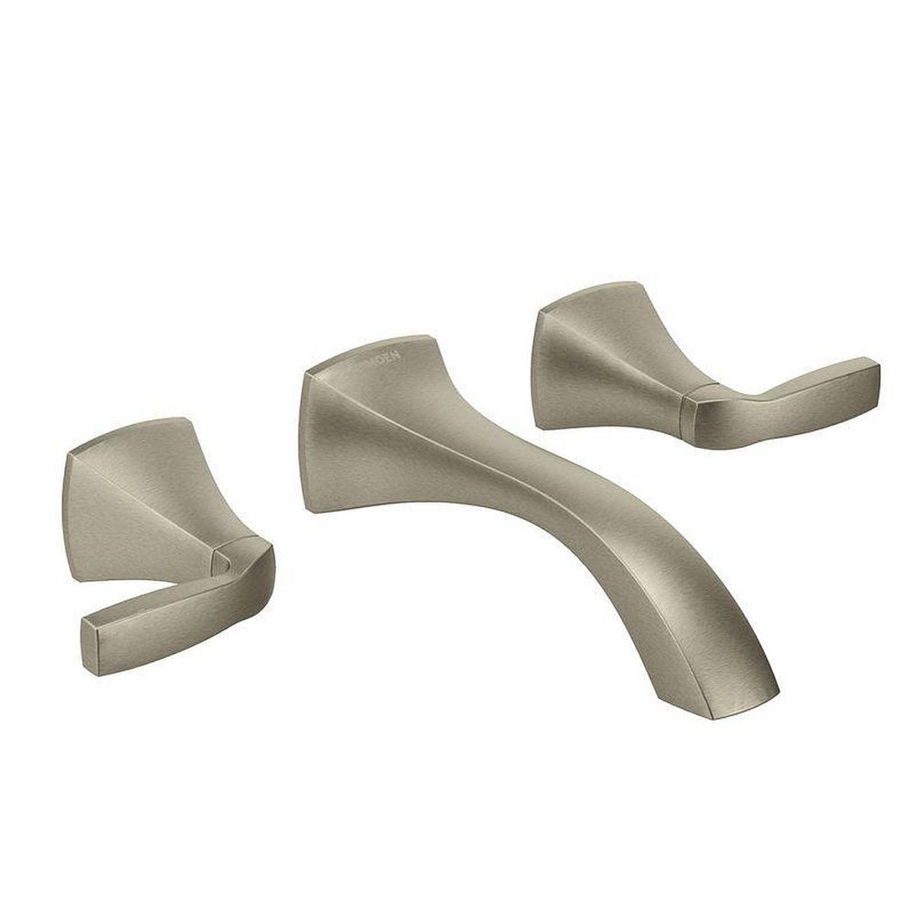 Double Handle Wall Mounted Bathroom Faucet in Brushed Nickel