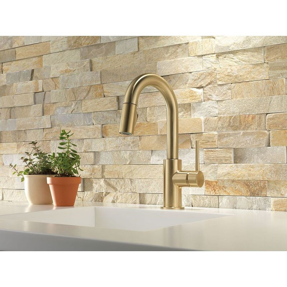 Delta 9959-CZ-DST Trinsic Single Handle Pull-Down Bar/Prep Faucet in Champagne Bronze