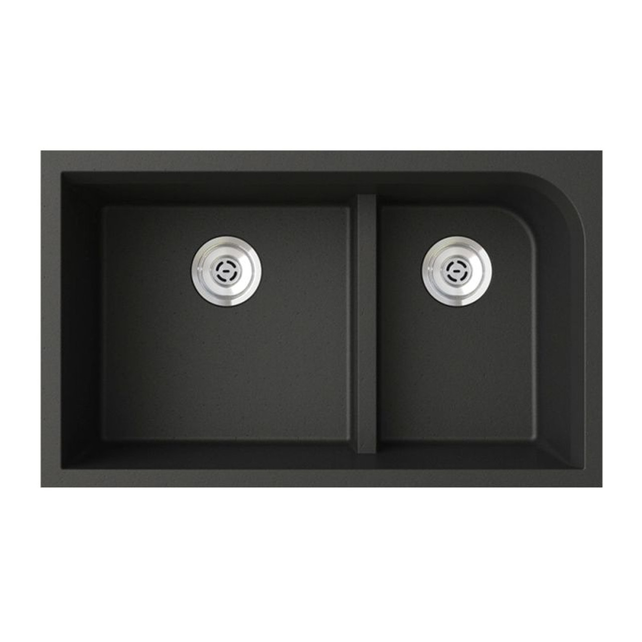 31.875-in D x 19.375-in W x 9.5-in H Granite Undermount Double Bowl Kitchen Sink with 1-Hole in Nero
