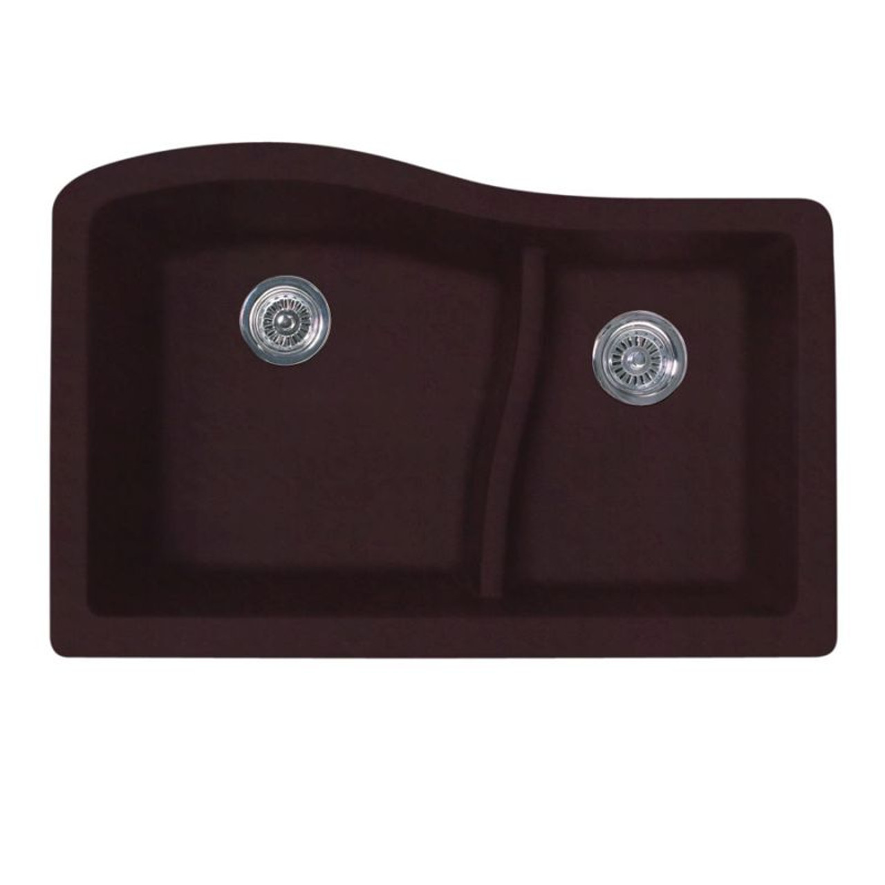 32-in D x 21-in W x 10.625-in H Granite Undermount Double Bowl Kitchen Sink with 1-Hole in Espresso