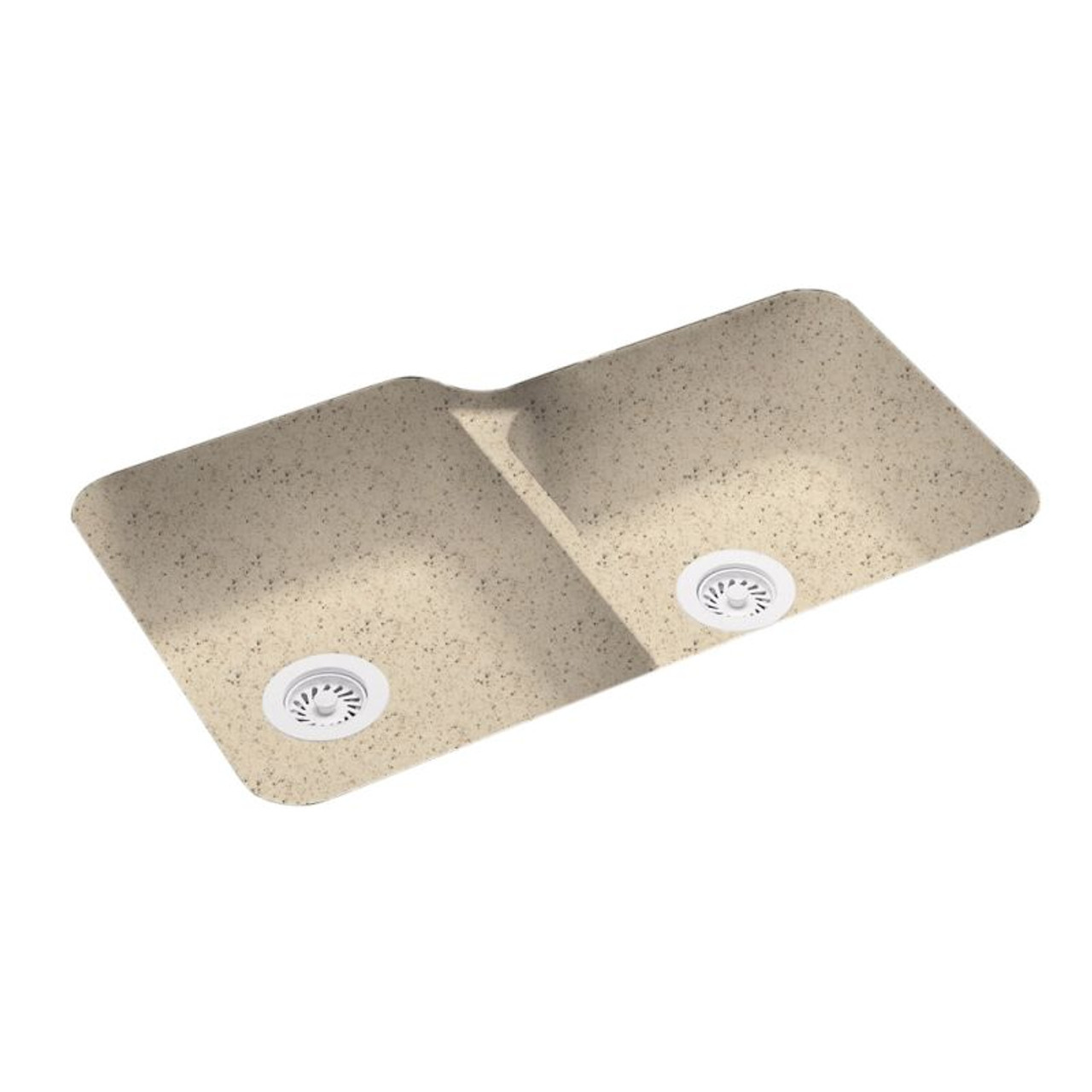 32.75-in D x 21.125-in W x 8.25-in H Solid Surface Undermount Double Bowl Kitchen Sink with 0-Hole in Tahiti Desert