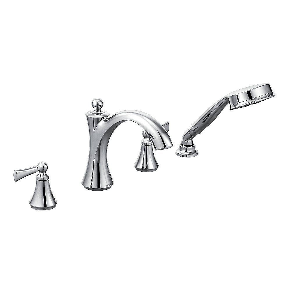 Moen T654 Chrome Two-Handle Roman Tub Faucet Includes Hand Shower