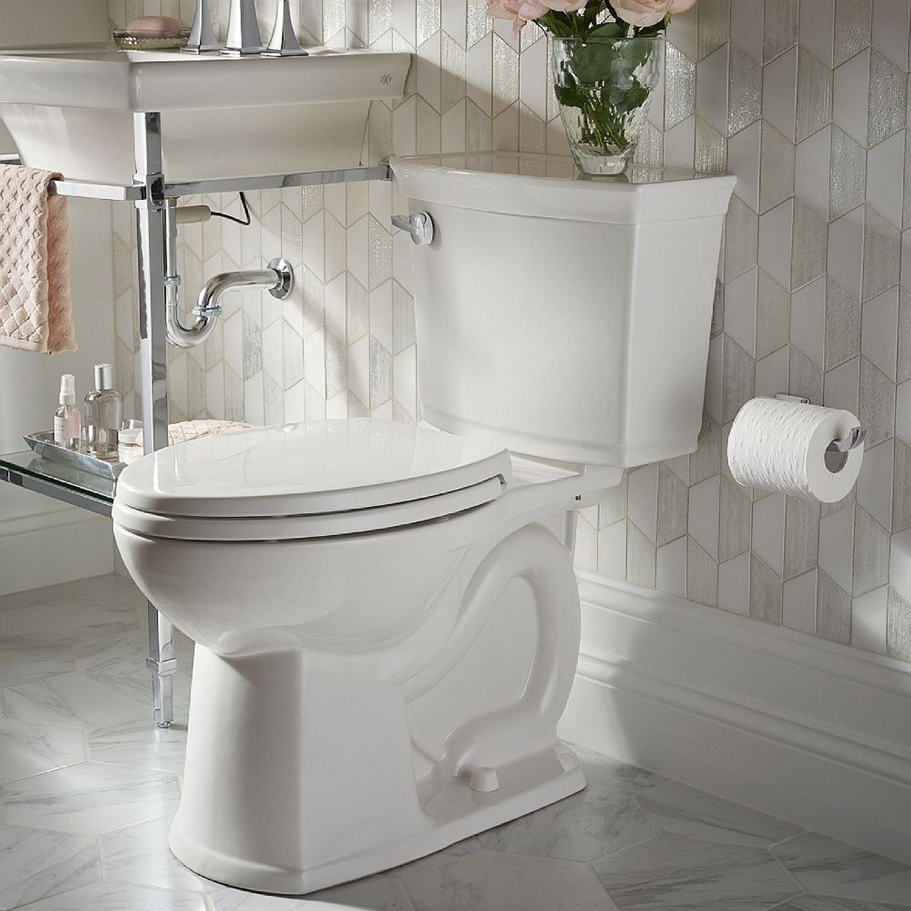 Two-Piece Elongated Toilet with Left Hand Trip Lever, in Canvas White