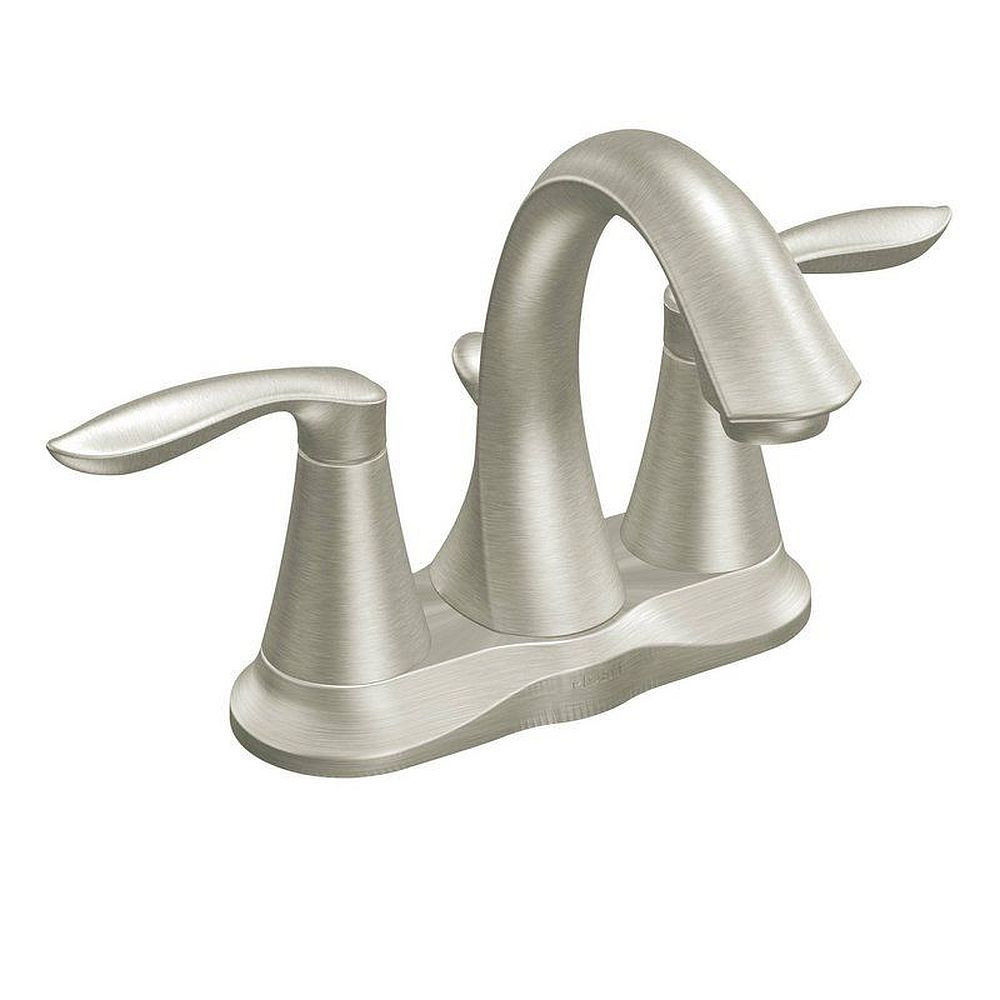 Moen 6410BN Double Handle Centerset Bathroom Faucet in Brushed Nickel