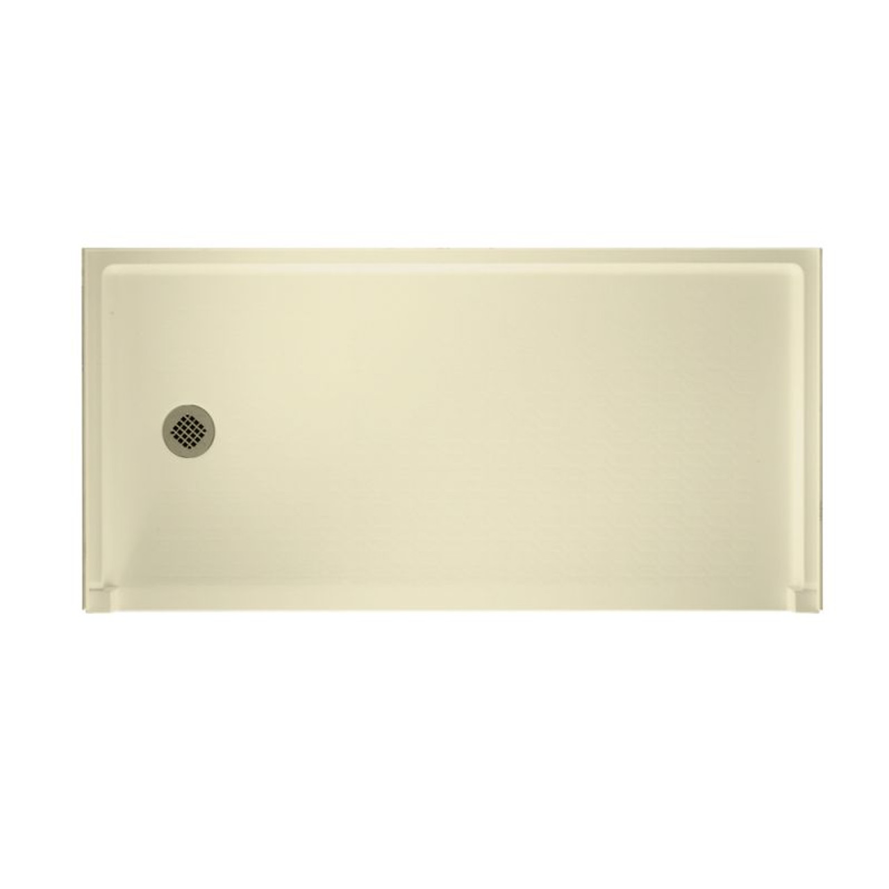 30.1875-in D x 60.375-in W x 4.1875-in H Solid Surface Shower Base with Left-Hand Drain in Bone