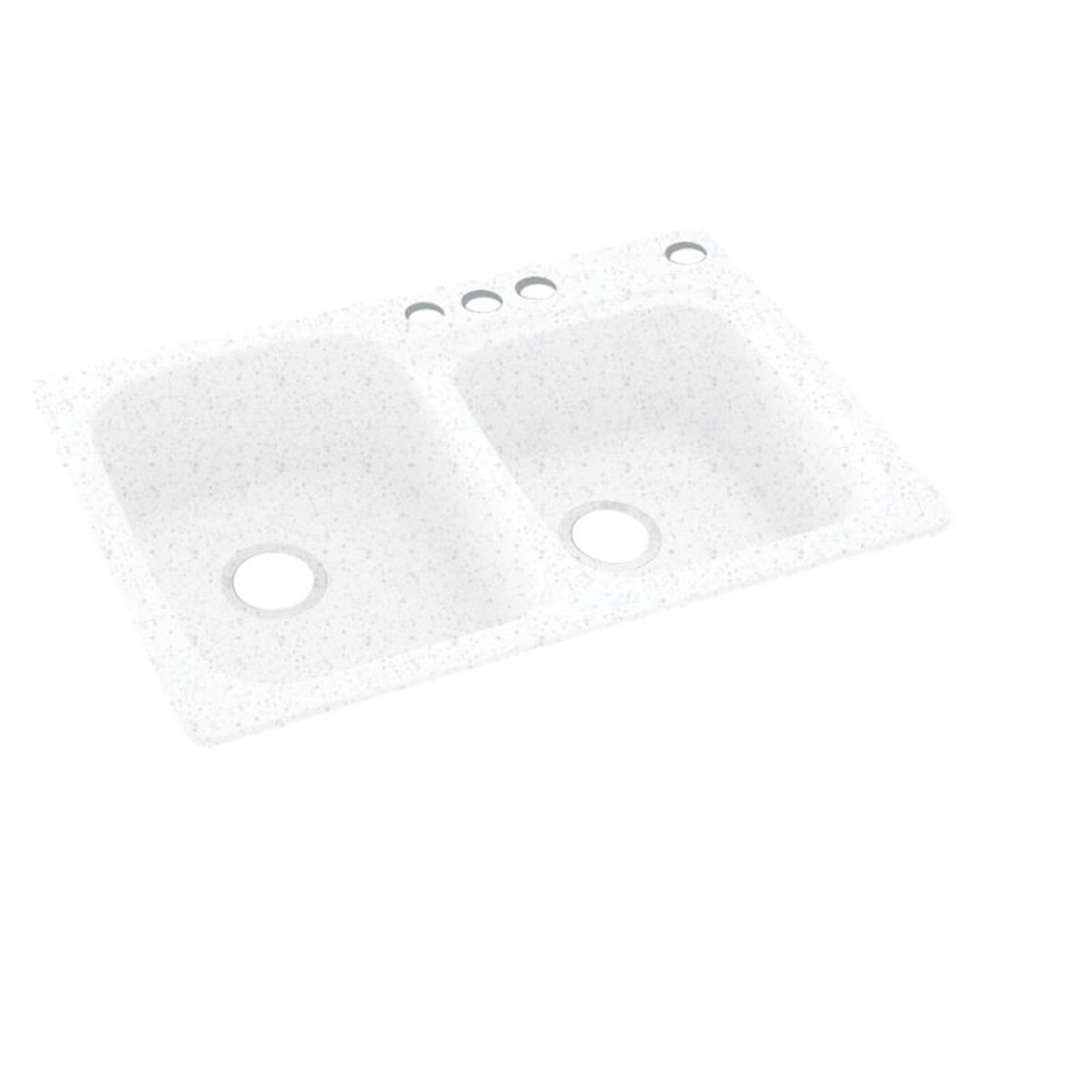 33-in D x 22-in W x 9-in H Solid Surface Dual Mount Double Bowl Kitchen Sink with 4-Hole in Arctic Granite