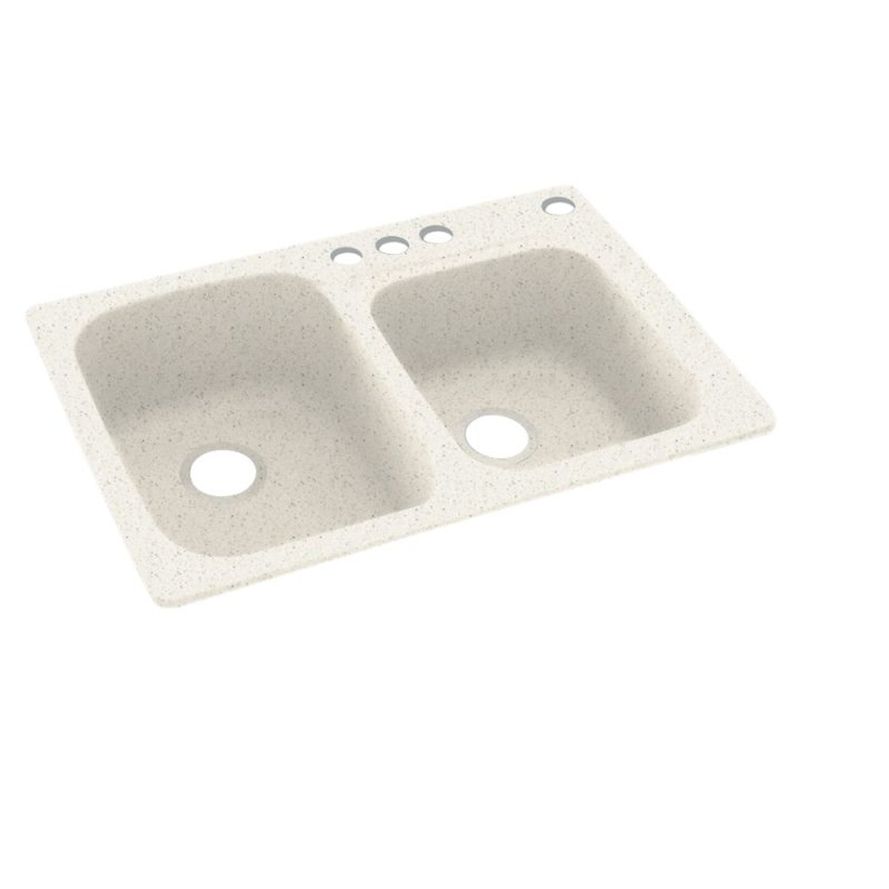 33-in D x 22-in W x 9-in H Solid Surface Dual Mount Double Bowl Kitchen Sink with 4-Hole in Tahiti Matrix