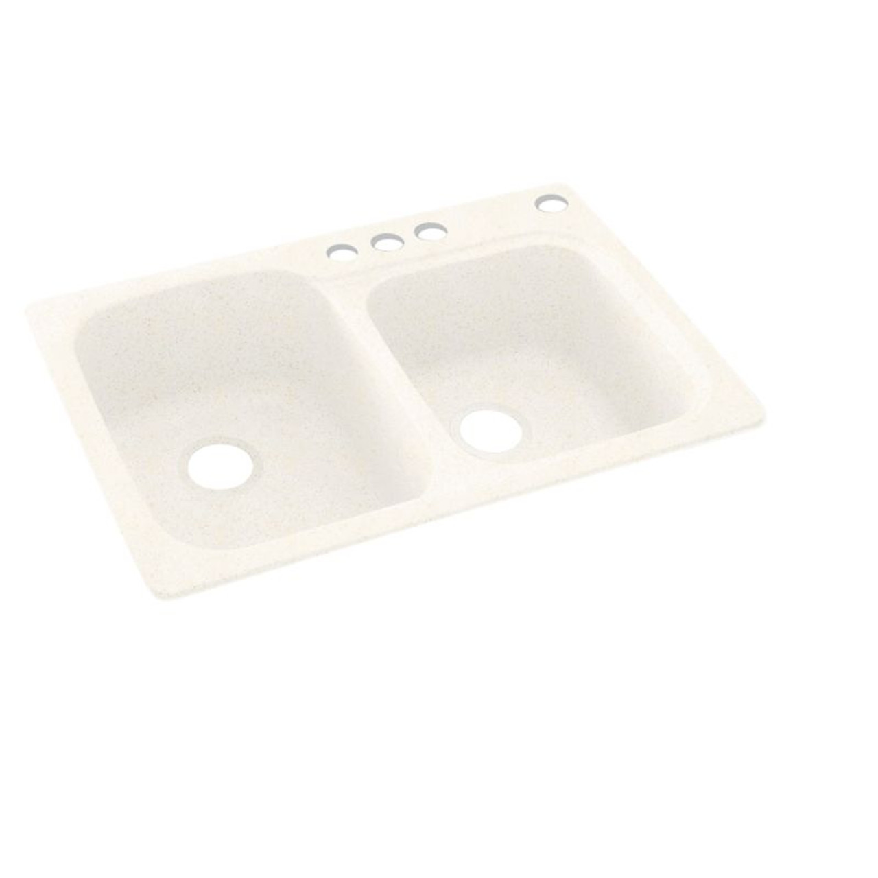 33-in D x 22-in W x 9-in H Solid Surface Dual Mount Double Bowl Kitchen Sink with 4-Hole in Baby's Breath