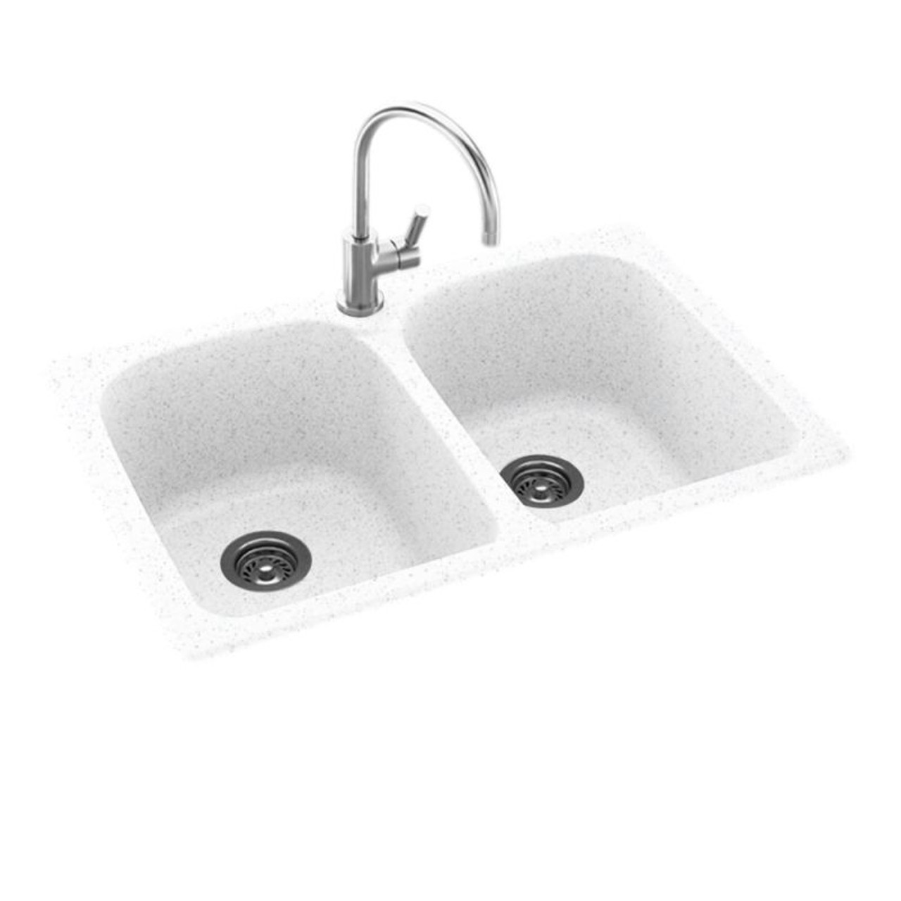 33-in D x 22-in W x 10.5-in H Solid Surface Dual Mount Double Bowl Kitchen Sink with 1-Hole in Arctic Granite