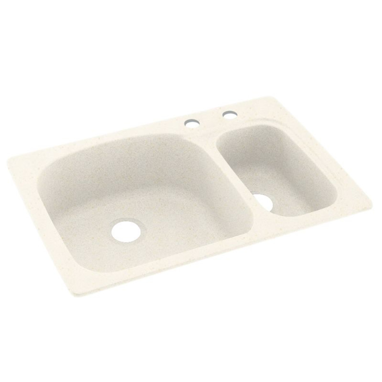 33-in D x 22-in W x 9.75-in H Solid Surface Dual Mount Double Bowl Kitchen Sink with 2-Hole in Baby's Breath