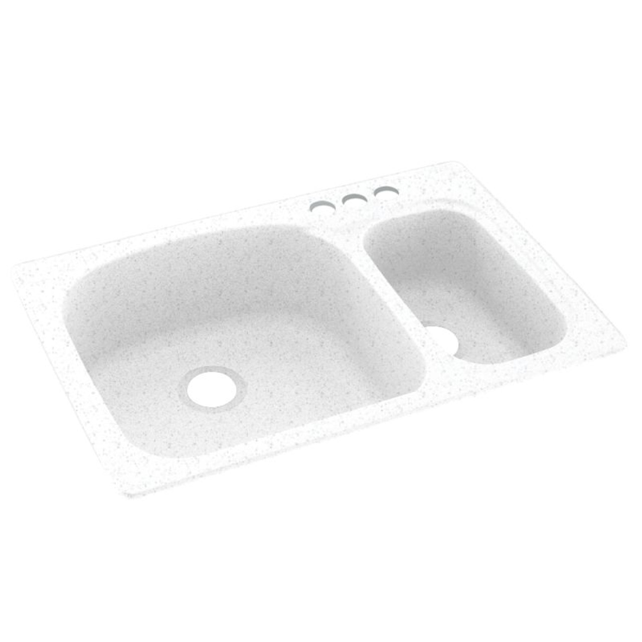 33-in D x 22-in W x 9.75-in H Solid Surface Dual Mount Double Bowl Kitchen Sink with 3-Hole in Arctic Granite