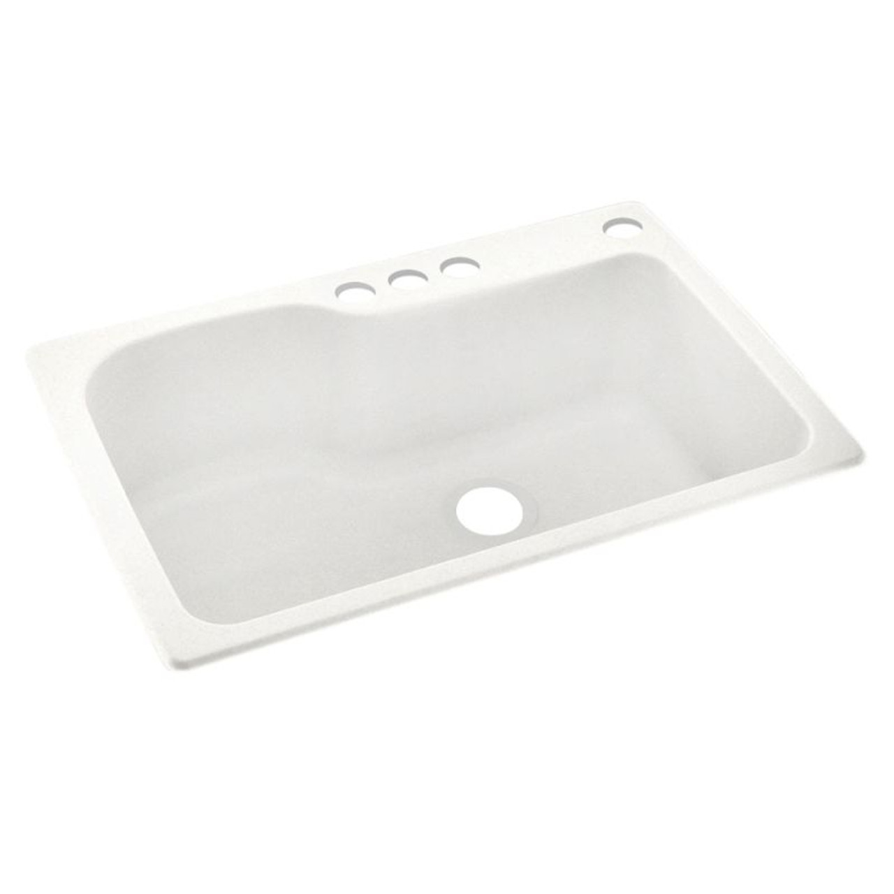 33-in D x 22-in W x 10.563-in H Solid Surface Dual Mount Single Bowl Kitchen Sink with 4-Hole in Tahiti Ivory