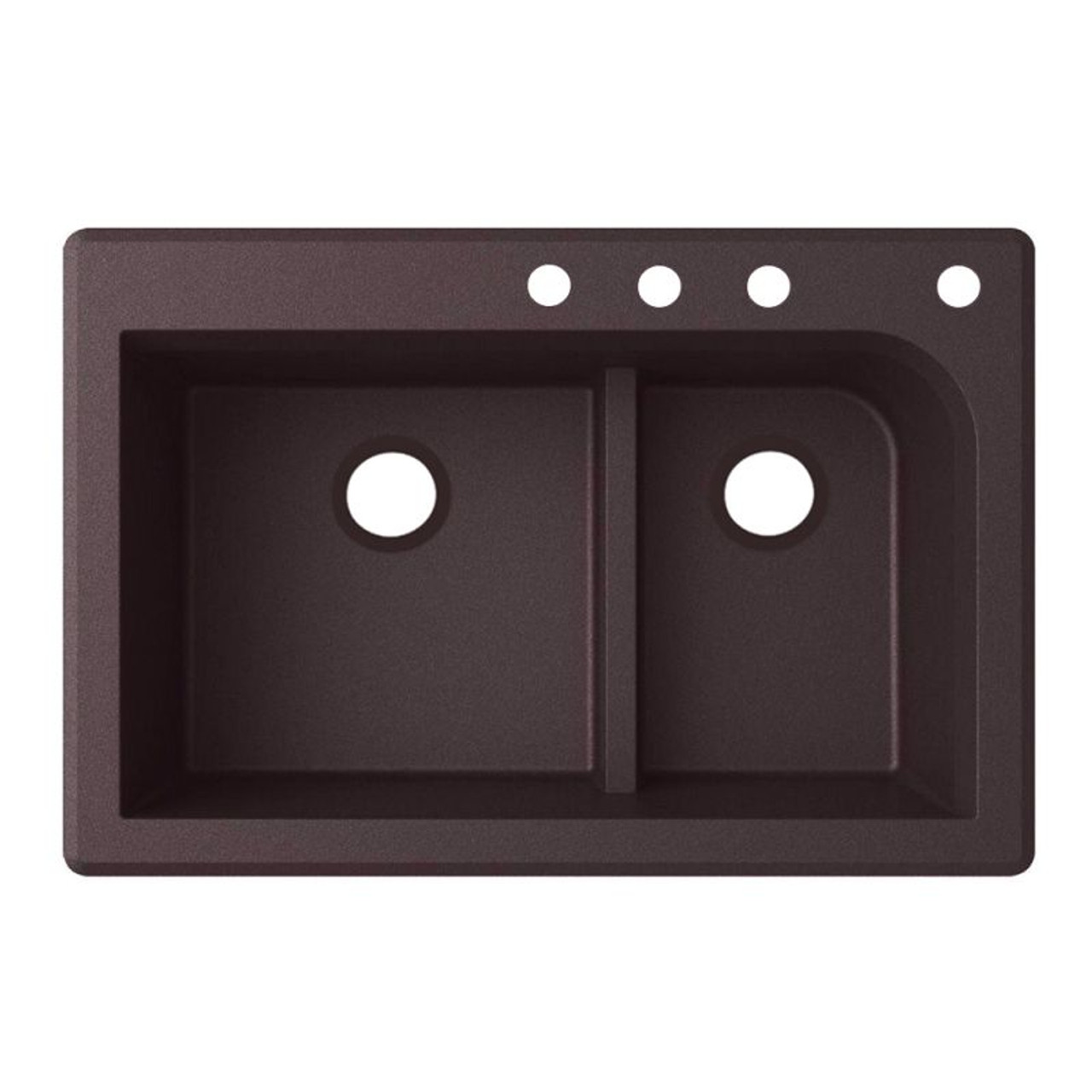 33-in D x 22-in W x 9.5-in H Granite Dual Mount Double Bowl Kitchen Sink with 4-Hole in Espresso