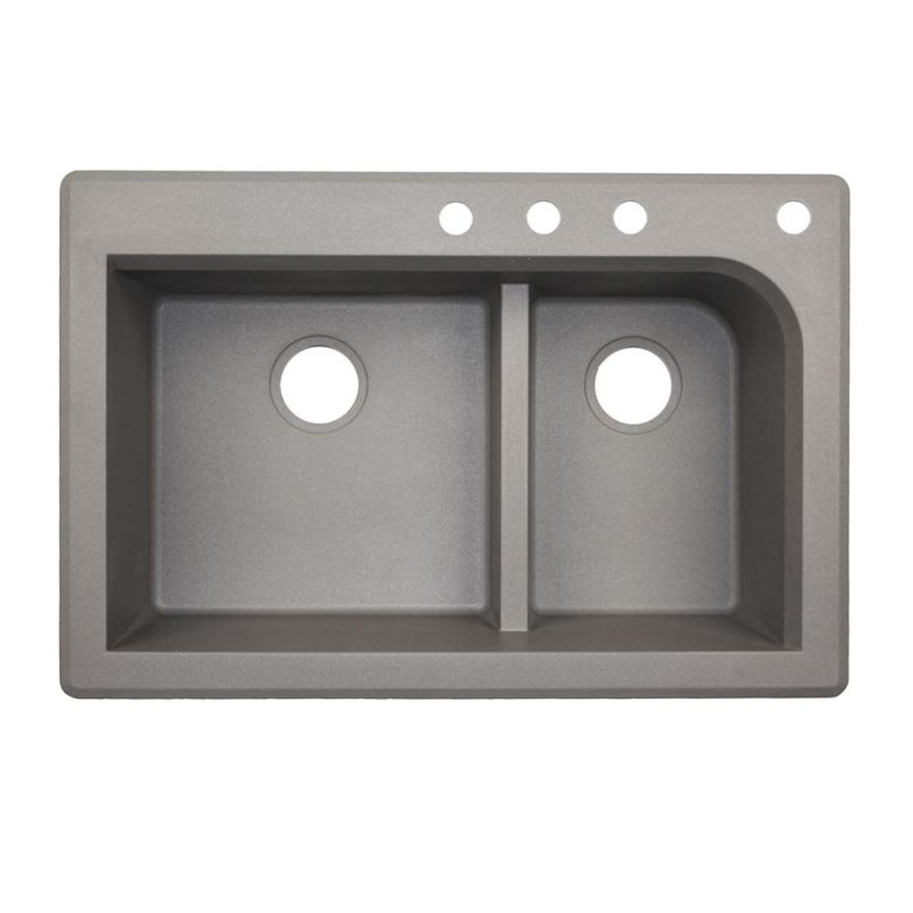 33-in D x 22-in W x 9.5-in H Granite Dual Mount Double Bowl Kitchen Sink with 4-Hole in Metallico