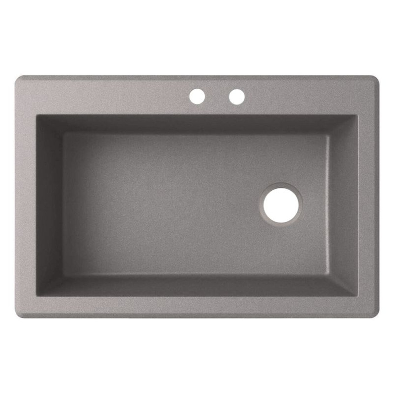 33-in W x 22-in D x 9.5-in H Granite Dual Mount Single Bowl Kitchen Sink with 2-Hole in Metallico