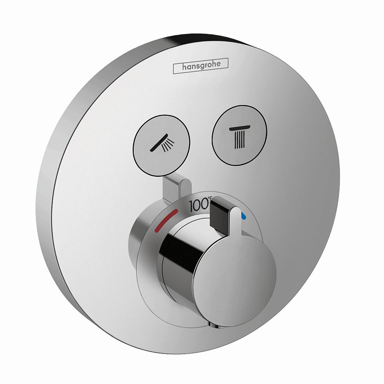 Hansgrohe 15743001 ShowerSelect S Round Thermostatic Trim for 2 Functions, In Chrome