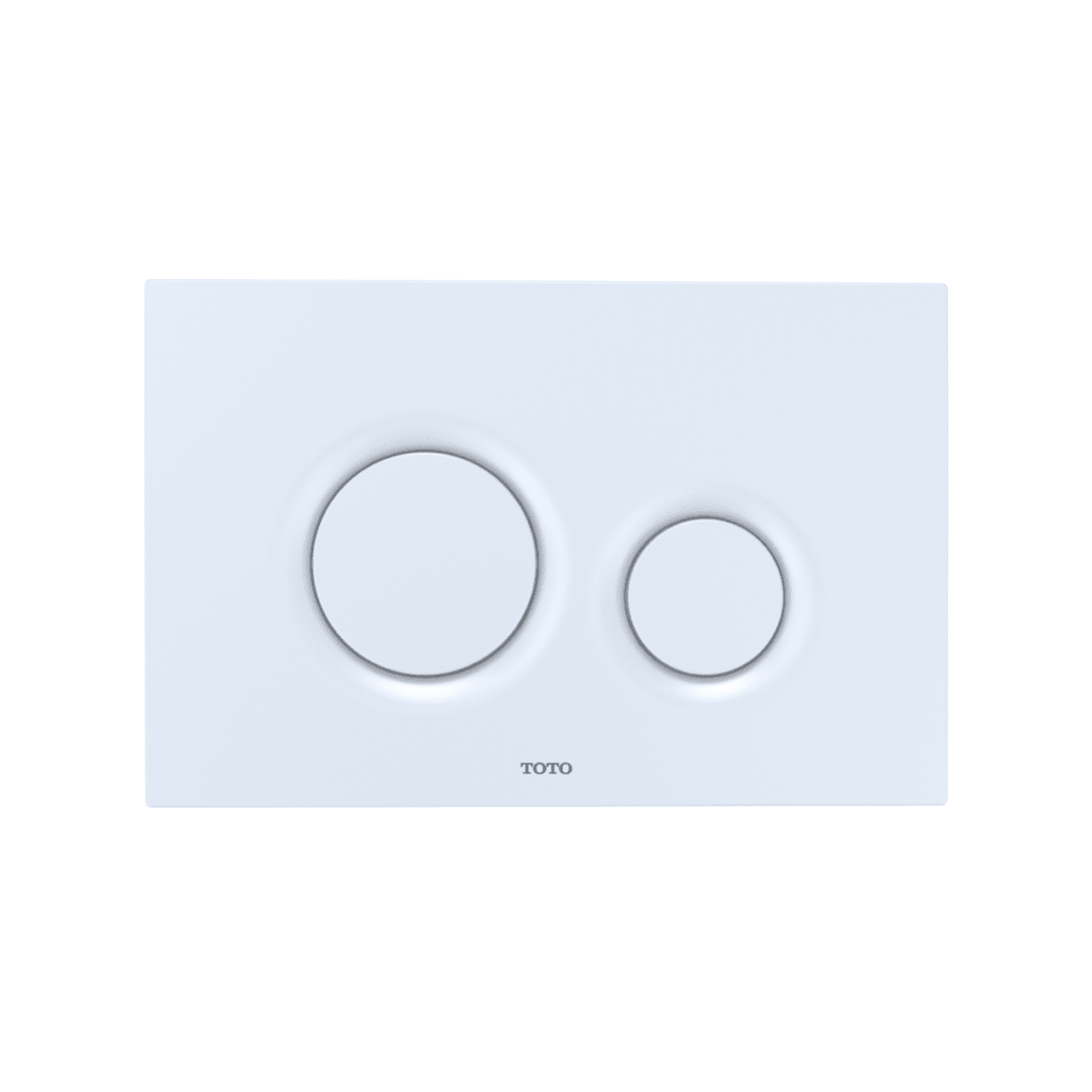 Dual Button Push Plate with Round Buttons for In-Wall Tank Systems in Matte White