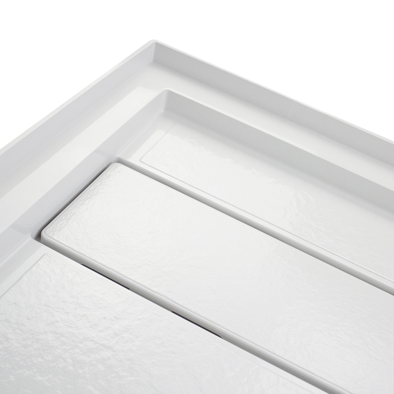 Transolid FLU6030R-31 Linear 60-in W x 30-in L Rectangular Alcove Concealed End Drain Shower Base with Right Hand Drain in White