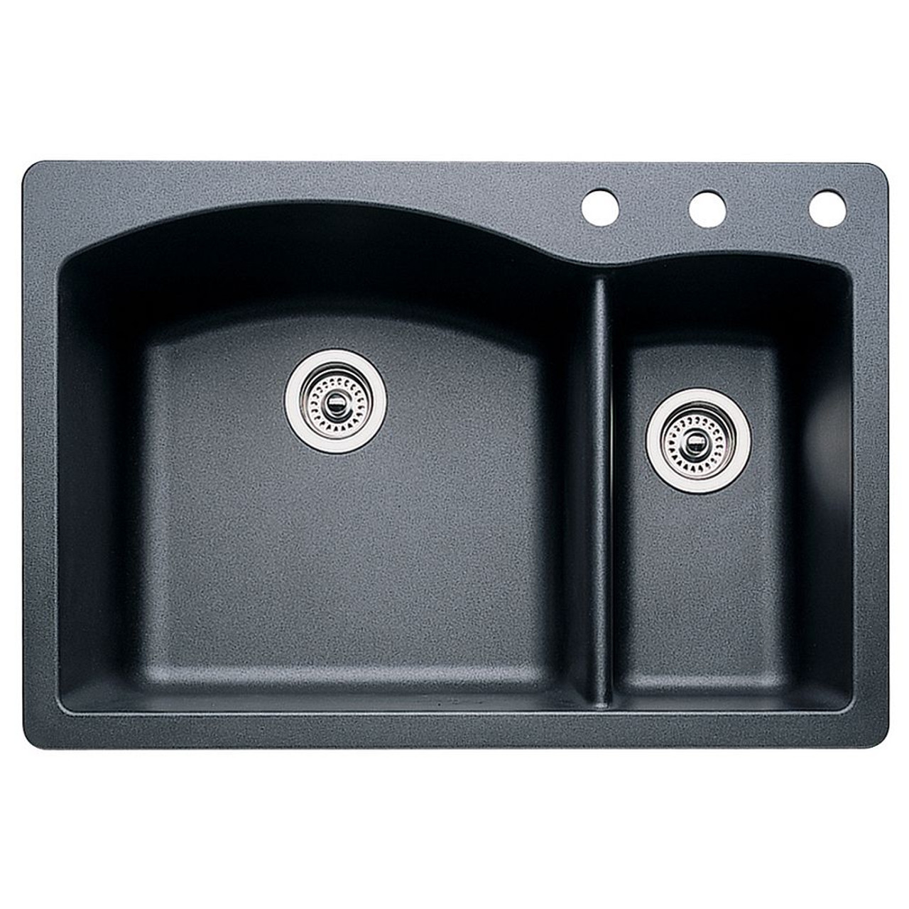 Blanco 440199-3 22-In X 33-In Double-Basin Granite Drop-In Or Undermount 3-Hole Residential Kitchen Sink in Anthracite