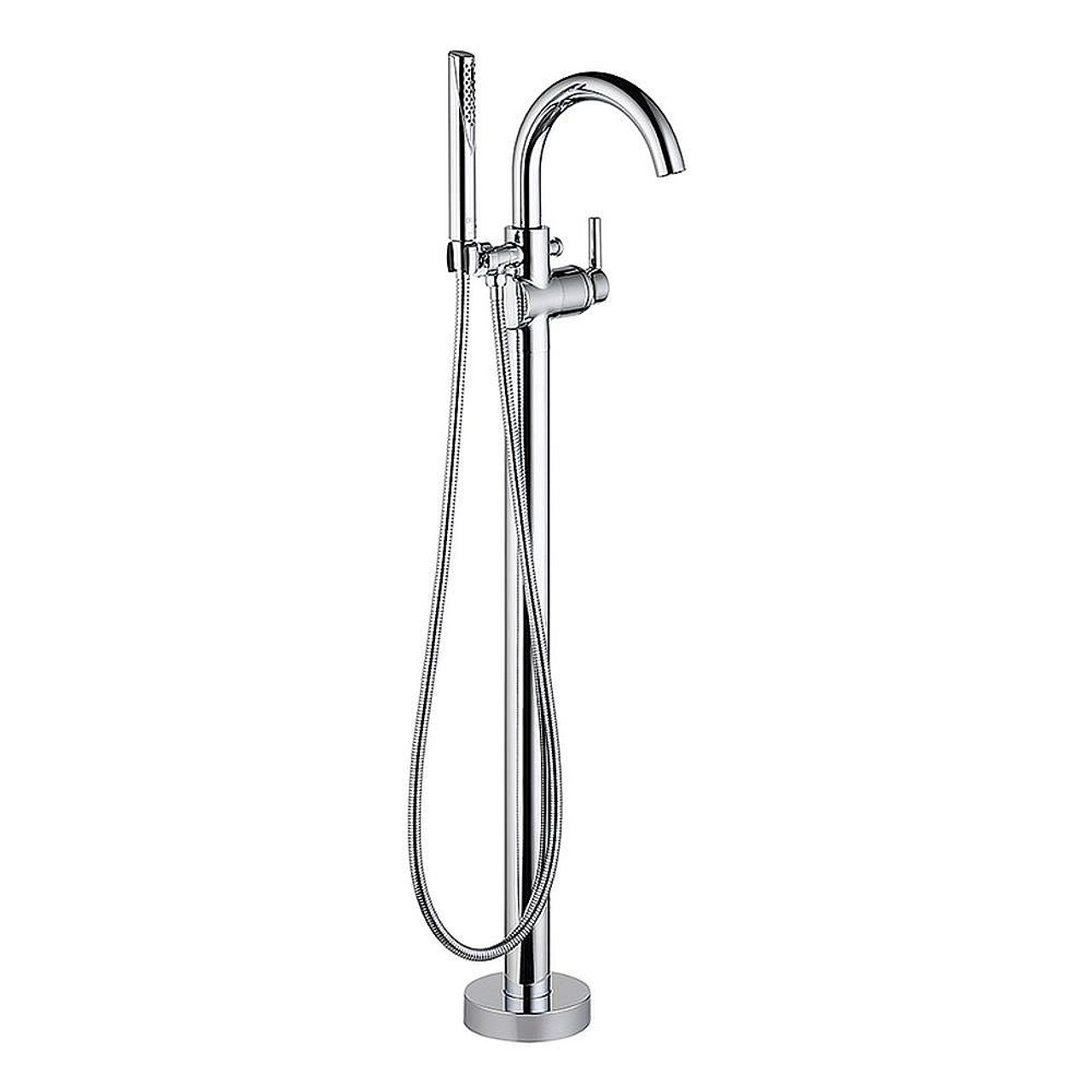 Floor Mounted L891Roman Tub Filler with Hand Shower in Polished Chrome