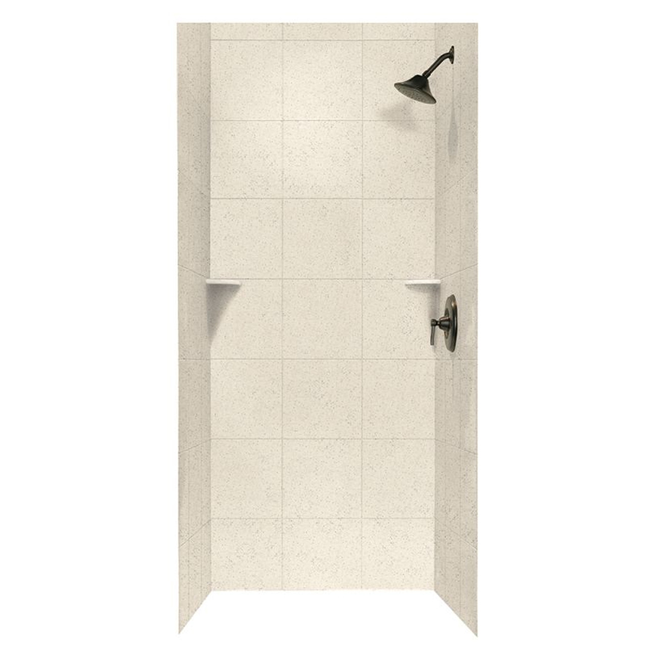 36-in D x 36-in W x 72-in H Solid Surface Bath Wall Surround in Tahiti Desert