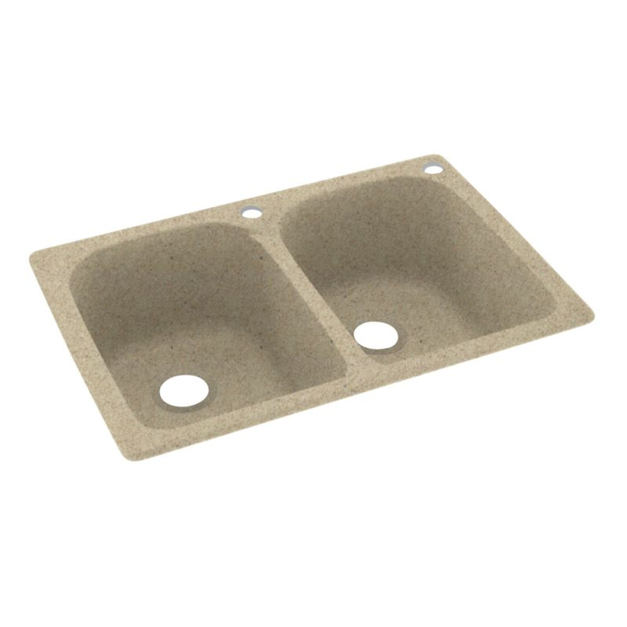 33-in D x 22-in W x 10.5-in H Solid Surface Dual Mount Double Bowl Kitchen Sink with 2-Hole in Prairie