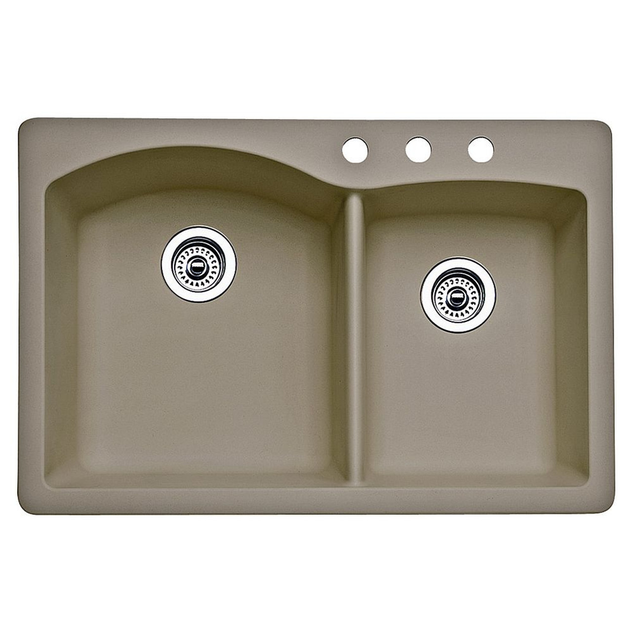 Blanco 441283-3 22-In X 33-In Double-Basin Granite Drop-In Or Undermount 3-Hole Residential Kitchen Sink in Truffle
