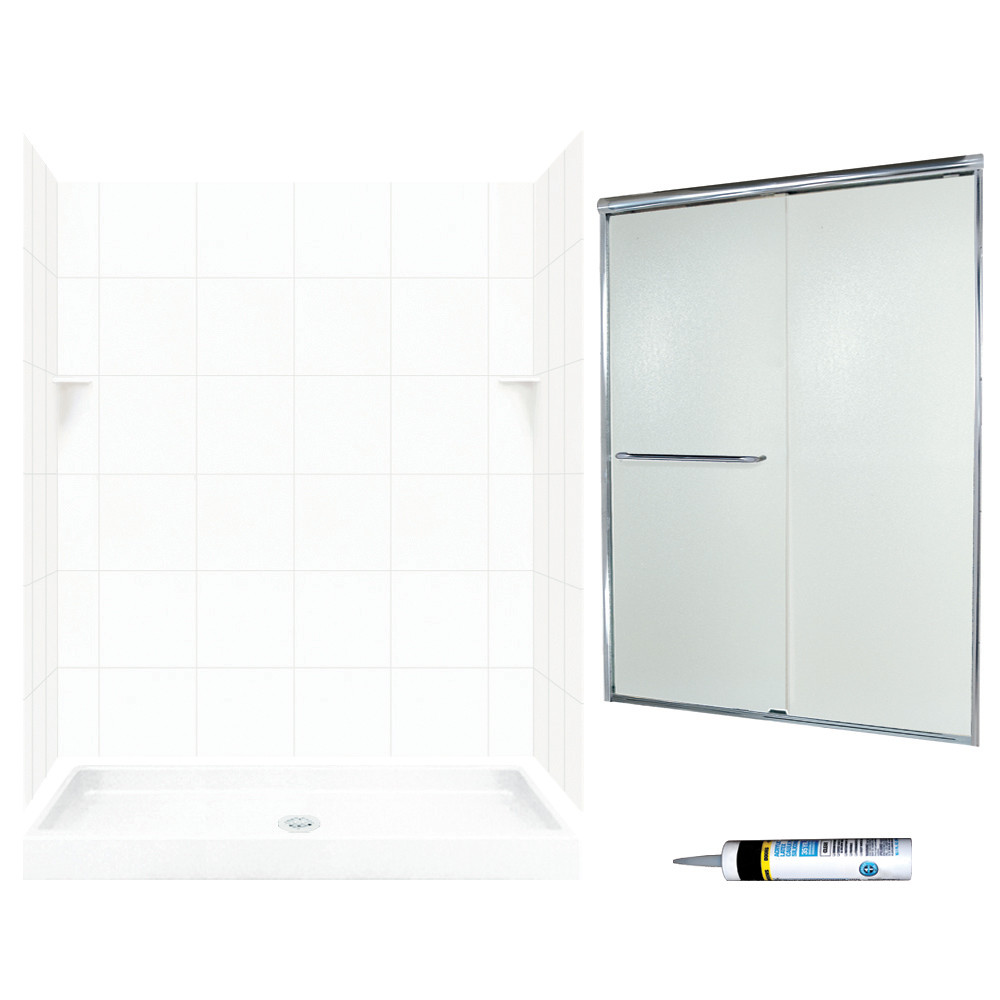 Swan SQP3460010-M58570CR 72.5-in x 60-in x 34-in 5-Piece Alcove Shower Kit in White