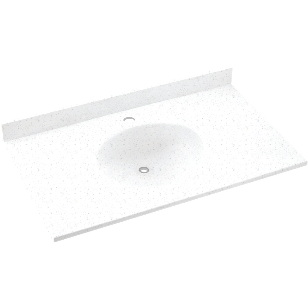 Solid Surface 61-in x 22-in Integral Single Sink Bathroom Vanity Top in Arctic Granite