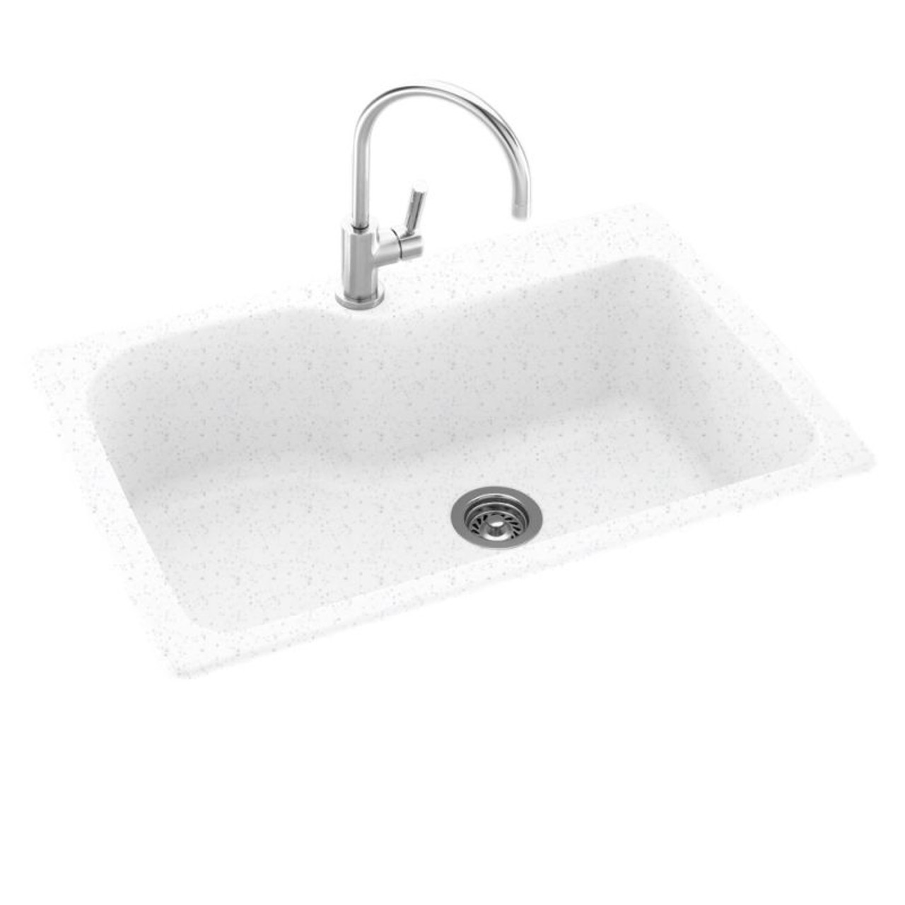 33-in D x 22-in W x 10.563-in H Solid Surface Dual Mount Single Bowl Kitchen Sink with 1-Hole in Arctic Granite