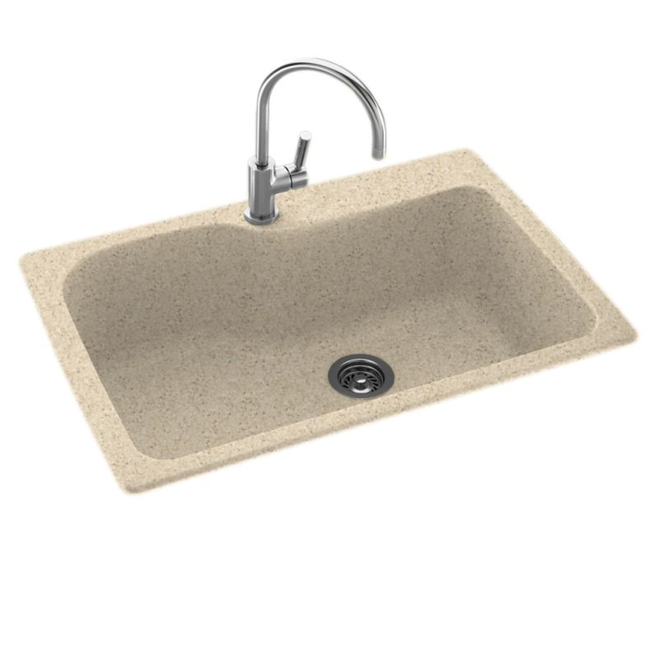 33-in D x 22-in W x 10.563-in H Solid Surface Dual Mount Single Bowl Kitchen Sink with 1-Hole in Bermuda Sand