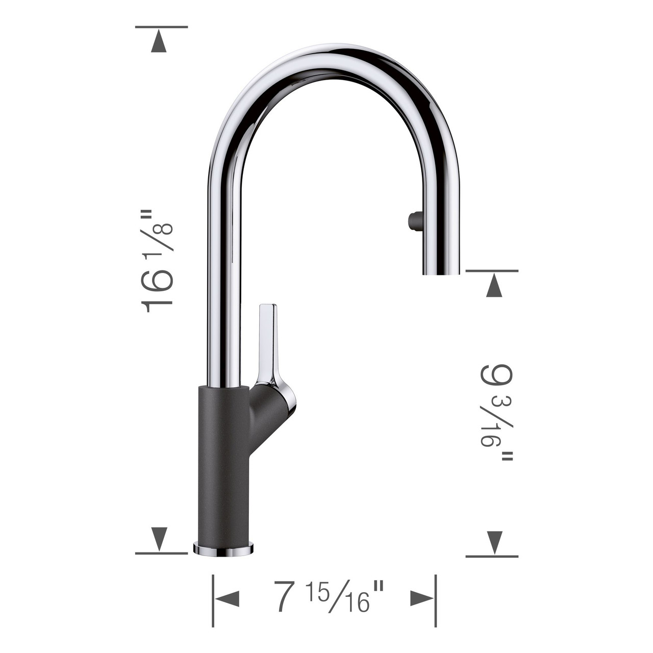 Blanco 526392 Urbena Single-Lever Pull-Down Kitchen Faucet with 1.5 GPM in Anthracite/Chrome