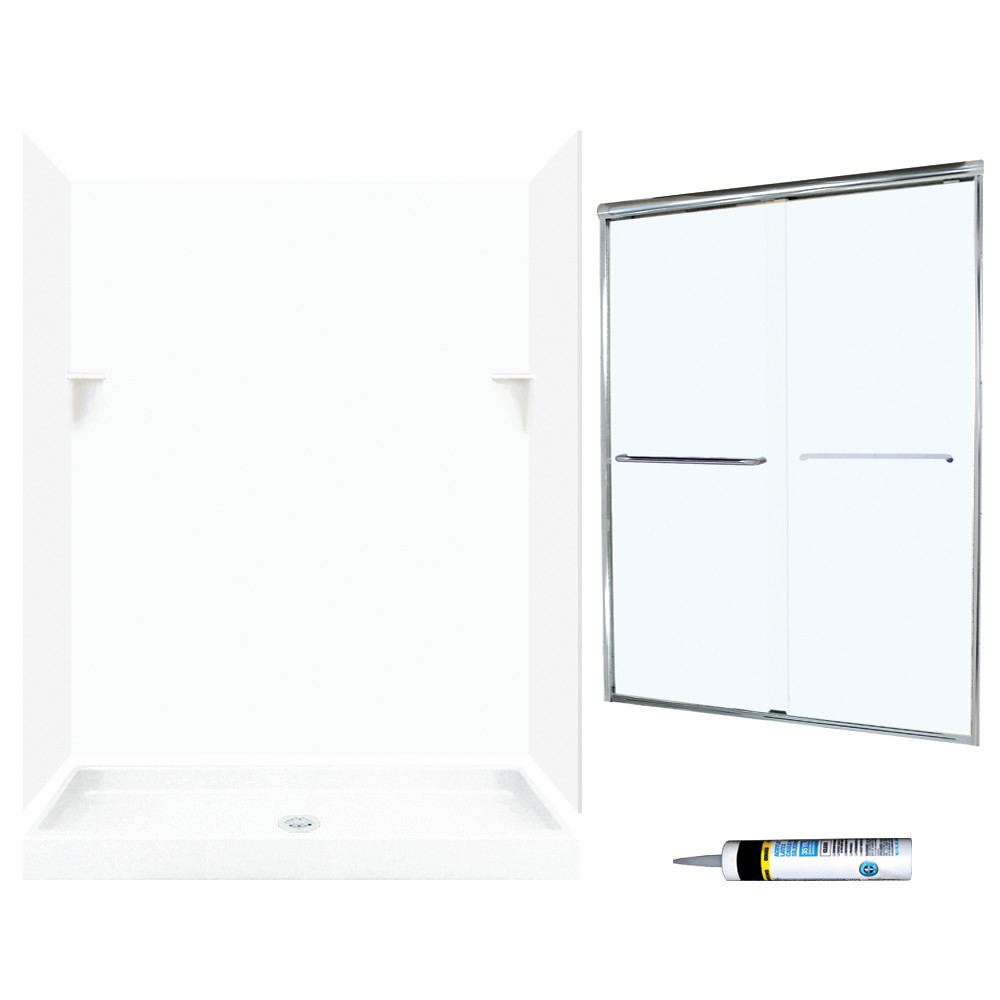 Swan SSP3460010-M58570CC 72-in x 60-in x 34-in 5-Piece Alcove Shower Kit in White